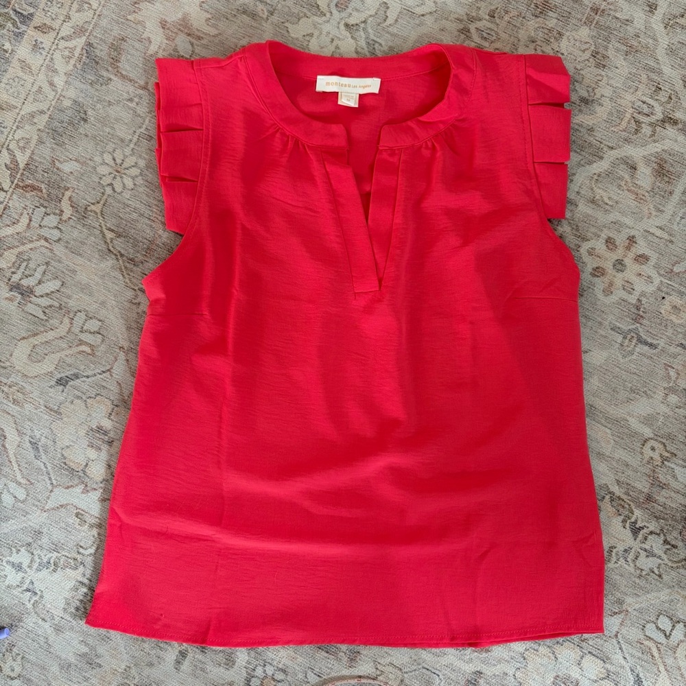 Monteau Los Angeles Cap Sleeve Coral Blouse